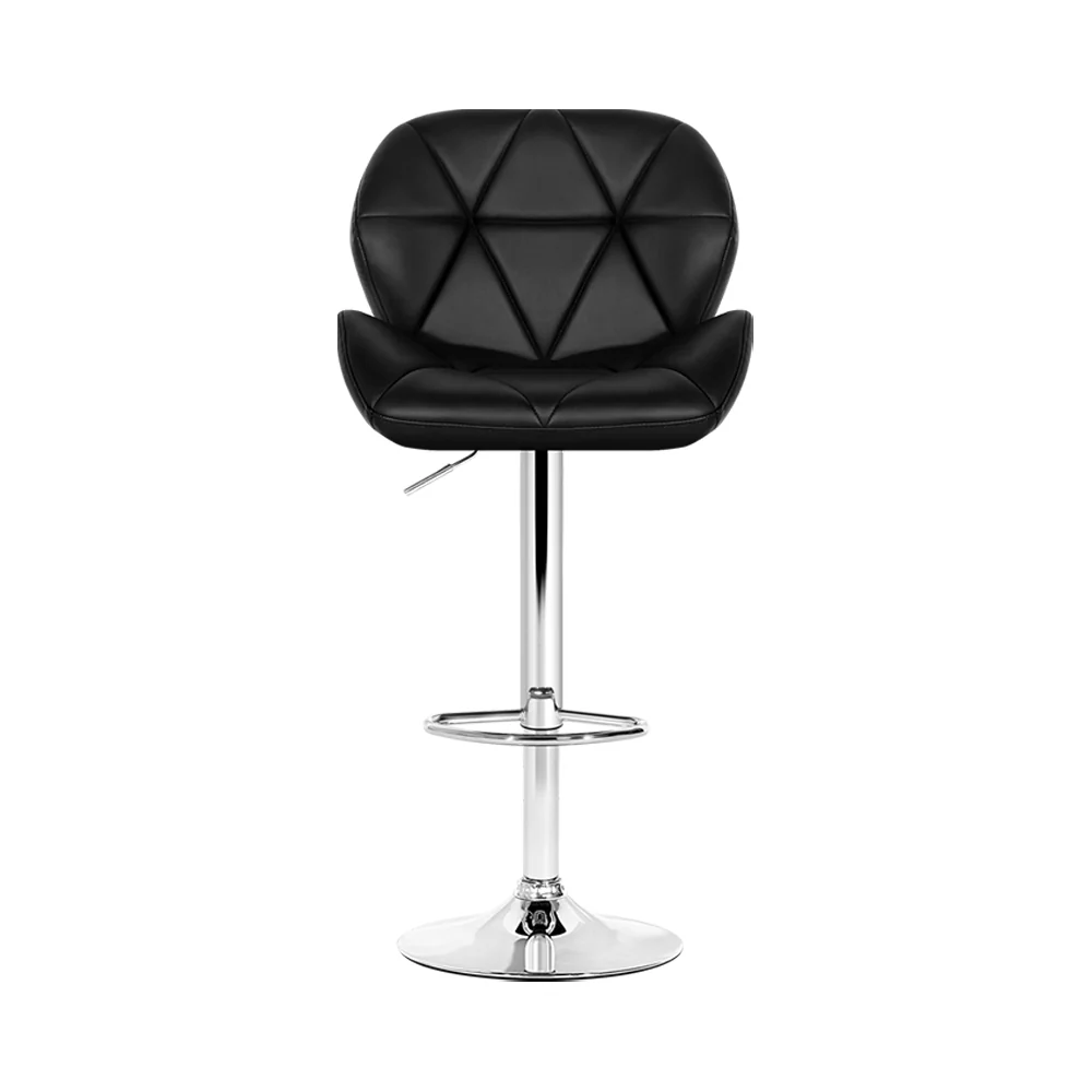 Artiss 2x Bar Stools Gas Lift Padded Leather Black - Image 3