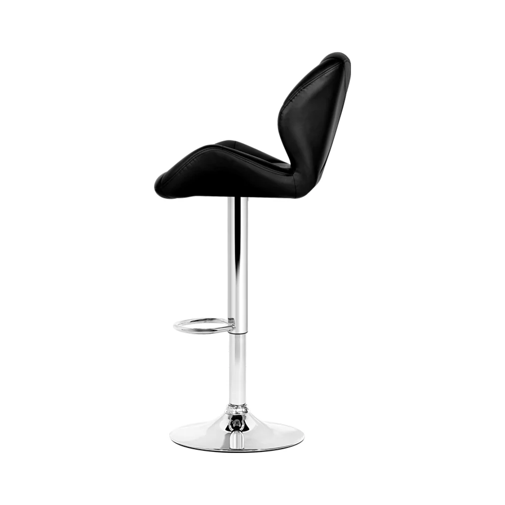 Artiss 2x Bar Stools Gas Lift Padded Leather Black - Image 4