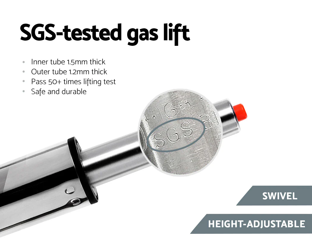 Artiss 2x Bar Stools Gas Lift Padded Leather Black - Image 6