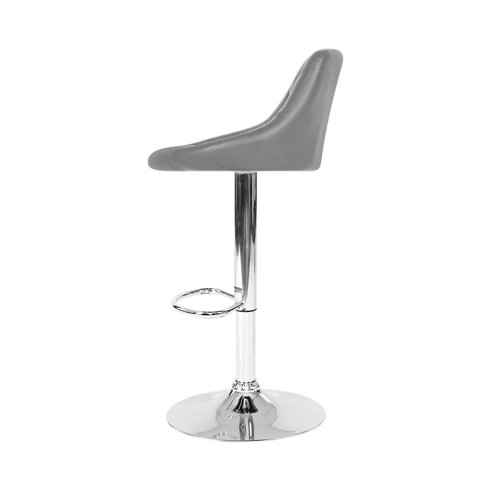 Artiss 2x Bar Stools Leather Padded Gas Lift Grey - Image 4