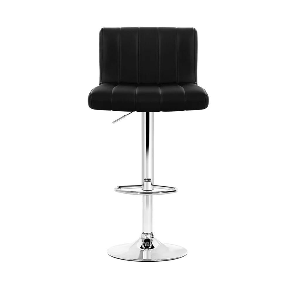 Artiss 2x Bar Stools Gas Lift Leather Chairs Black - Image 3
