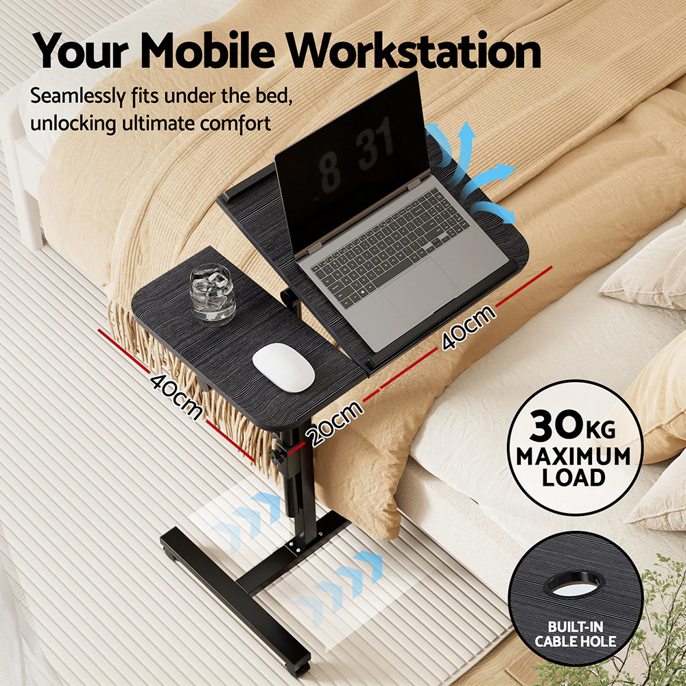 Artiss Laptop Desk Table Fan Cooling Black 60CM - Image 5