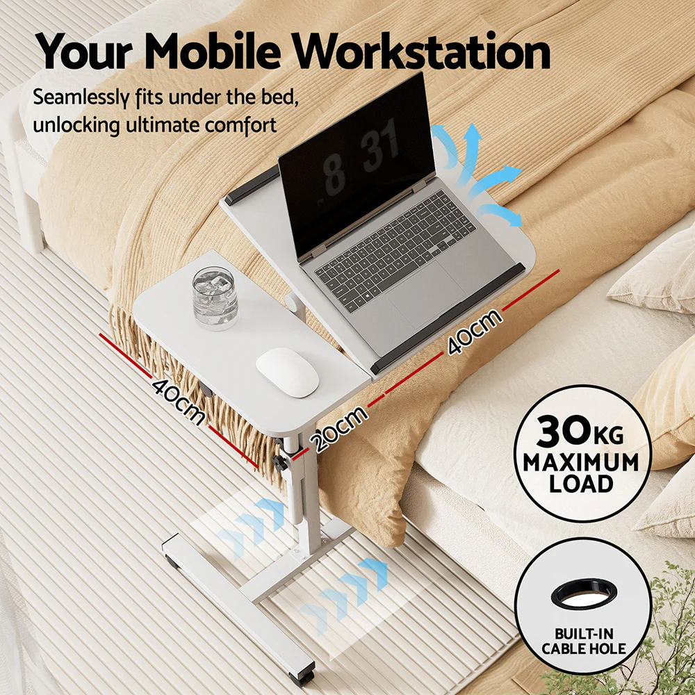 Artiss Laptop Desk Table Fan Cooling White 60CM - Image 5