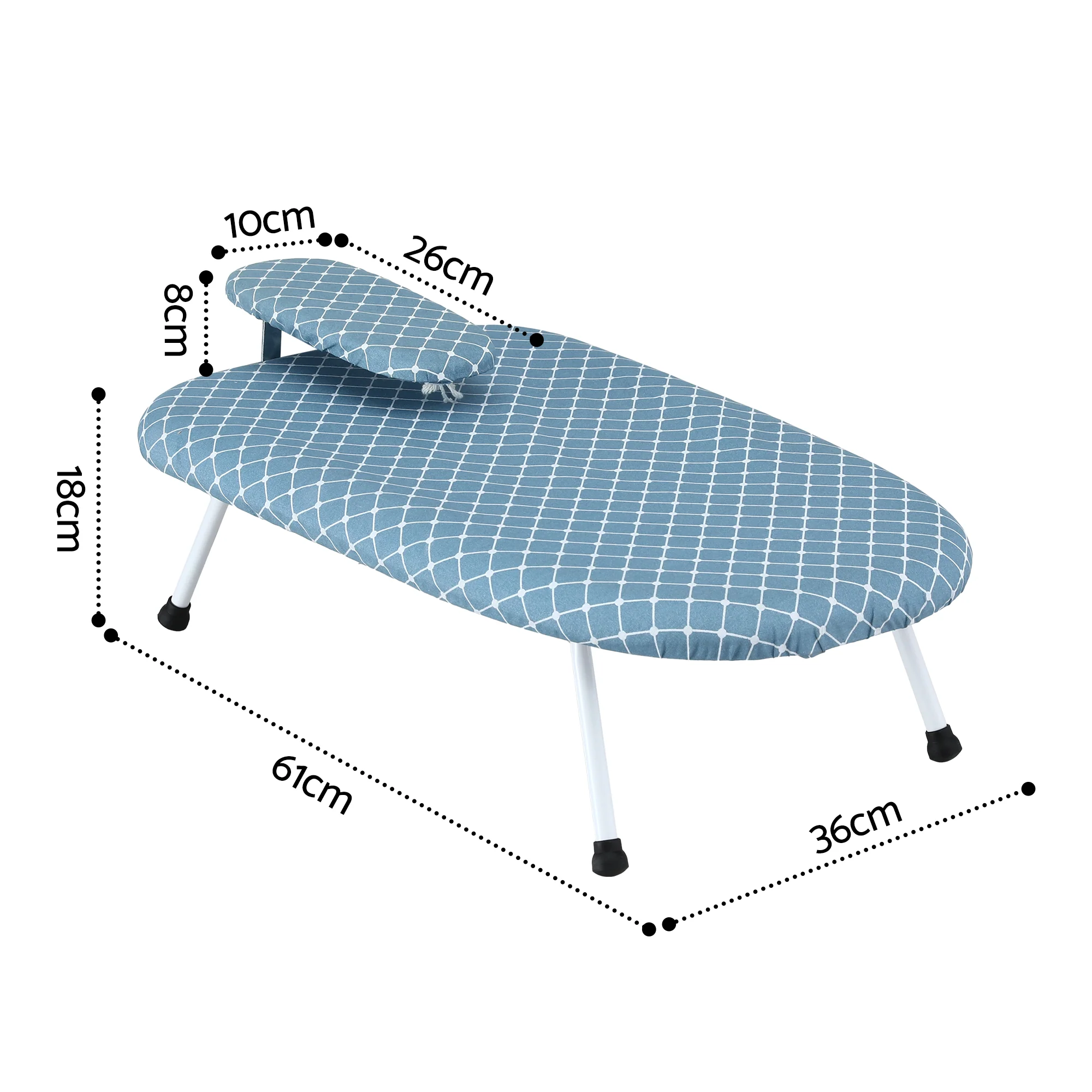 Artiss Tabletop Ironing Board with Small Ironing Boards with Folding Legs Blue - Image 3