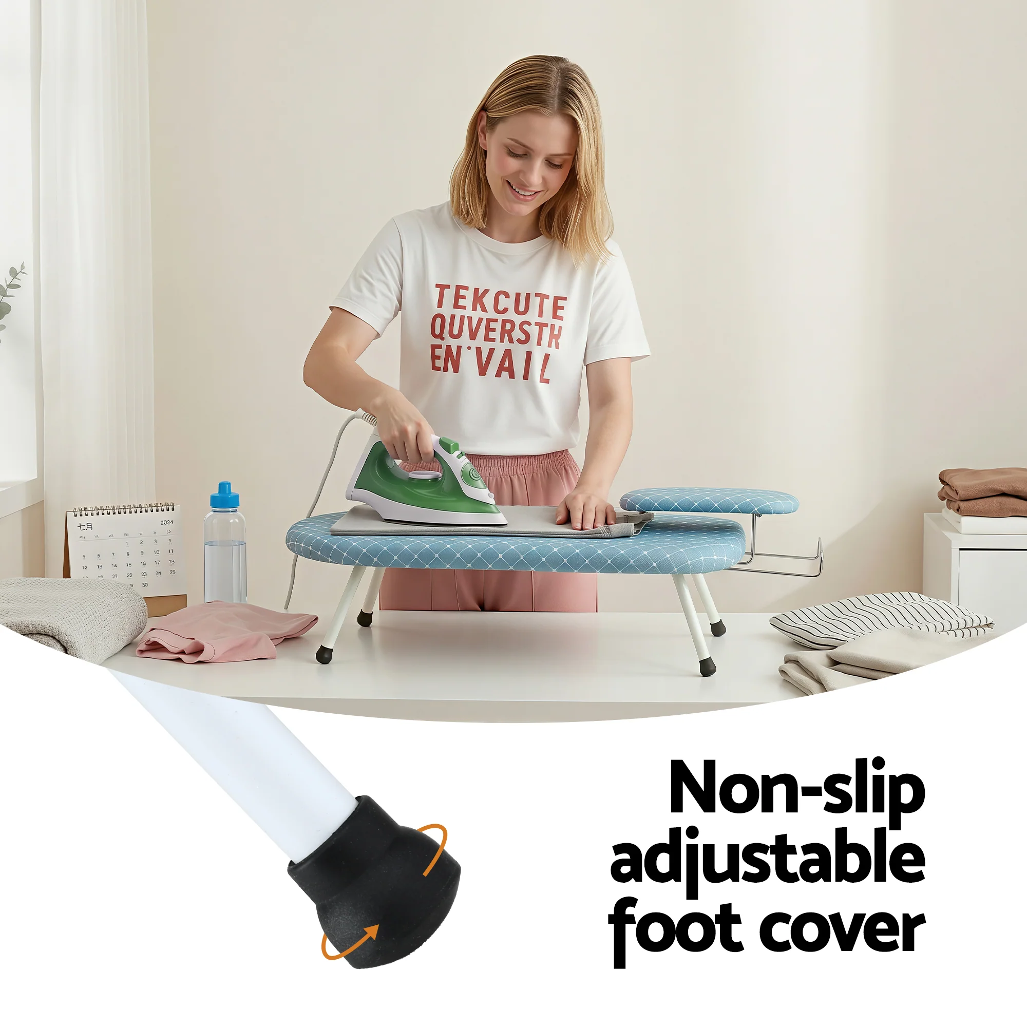 Artiss Tabletop Ironing Board with Small Ironing Boards with Folding Legs Blue - Image 5