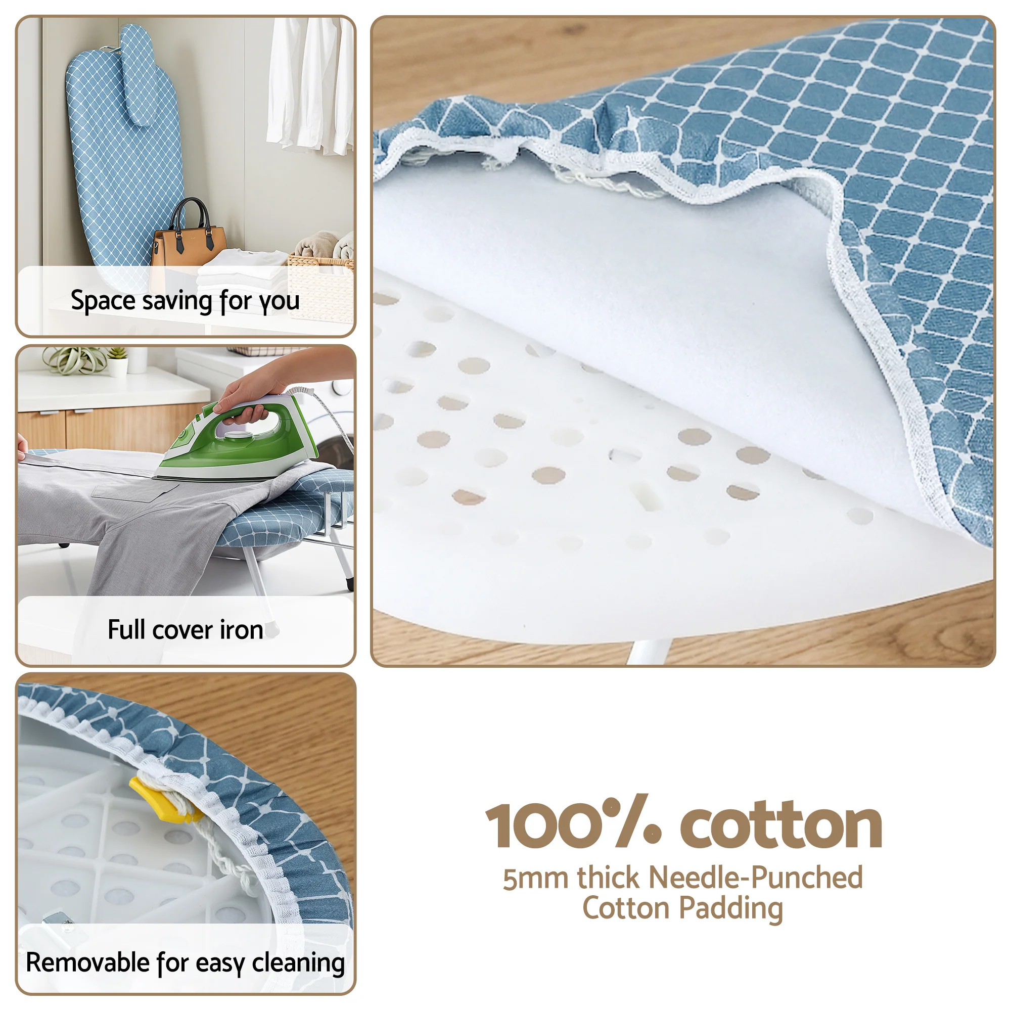 Artiss Tabletop Ironing Board with Small Ironing Boards with Folding Legs Blue - Image 6