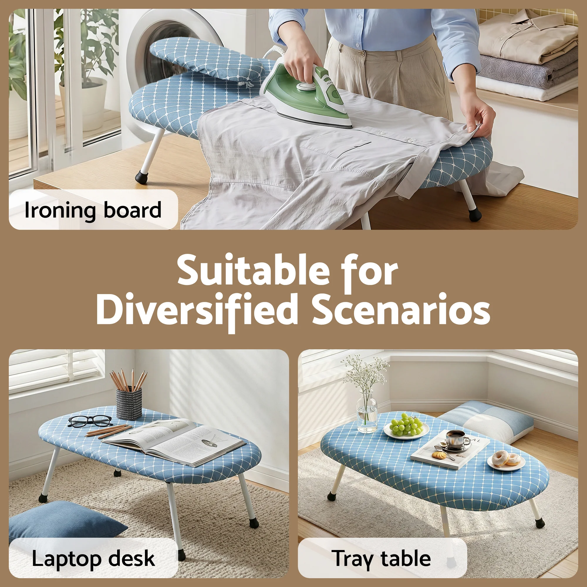 Artiss Tabletop Ironing Board with Small Ironing Boards with Folding Legs Blue - Image 7