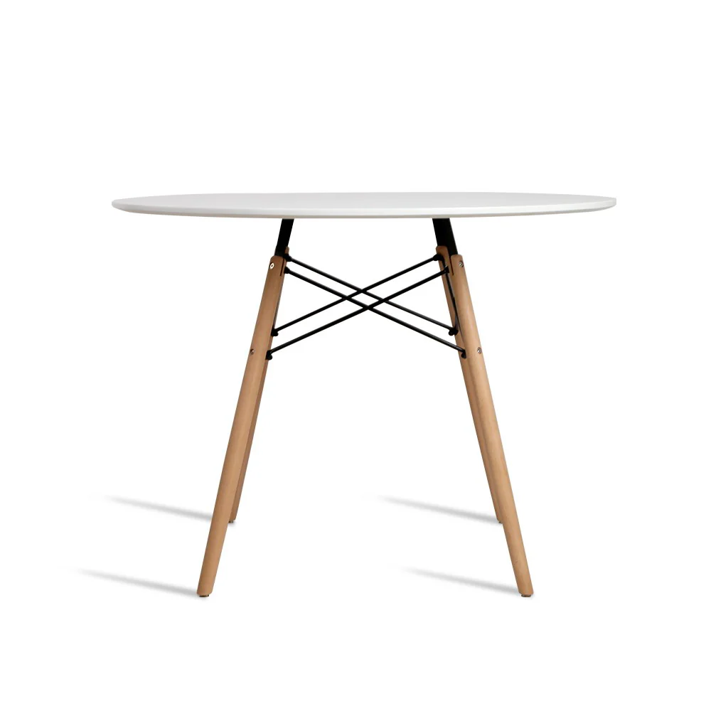 Artiss Dining Table Round White 4 Seater 100CM - Image 3