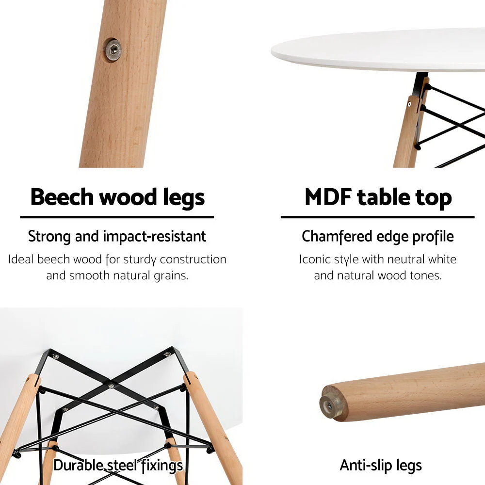 Artiss Dining Table Round White 4 Seater 100CM - Image 5