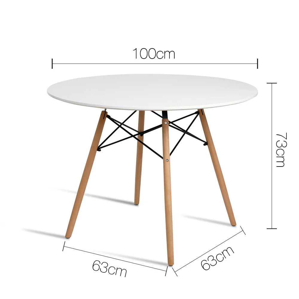 Artiss Dining Table Round White 4 Seater 100CM - Image 7