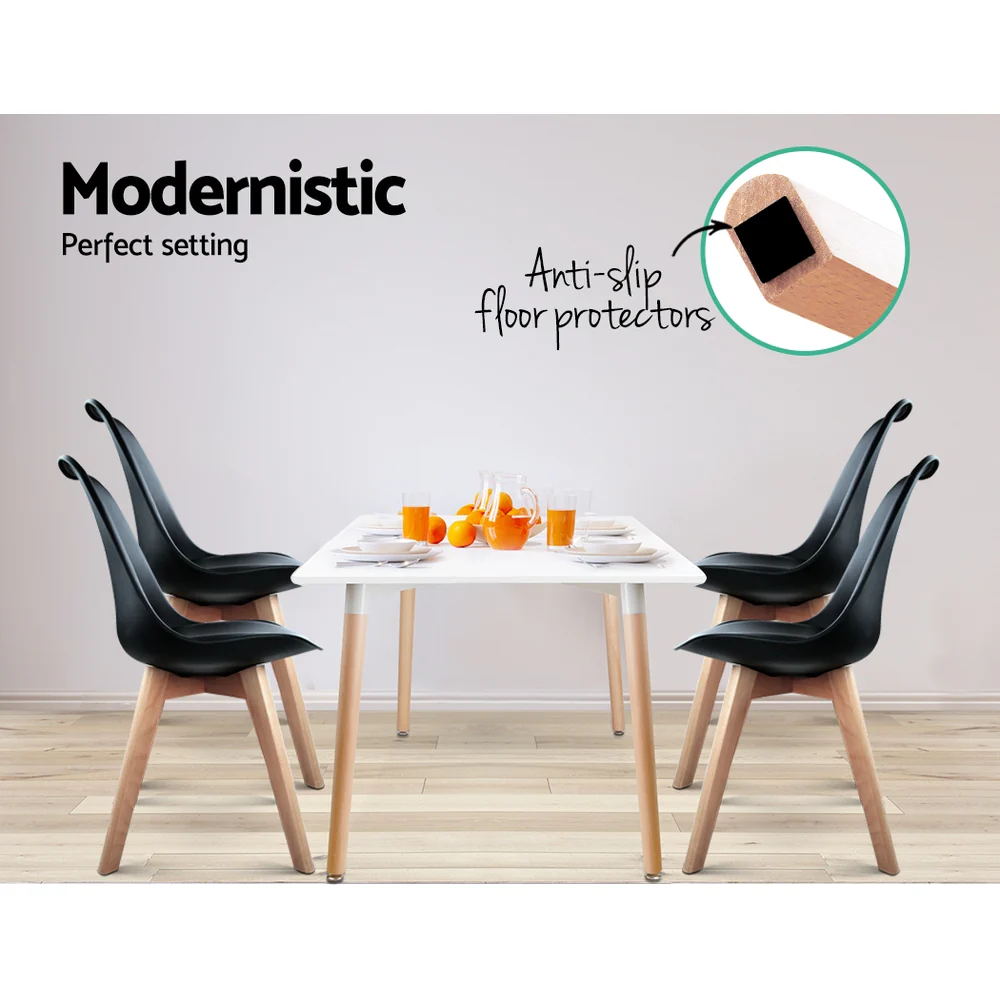 Artiss Dining Chairs Set of 4 Leather Plastic DSW Replica Wooden Black - Image 5