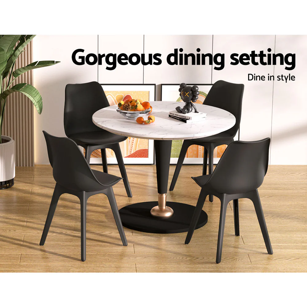 Artiss Dining Chairs Set of 4 Leather Plastic DSW Replica Black - Image 7